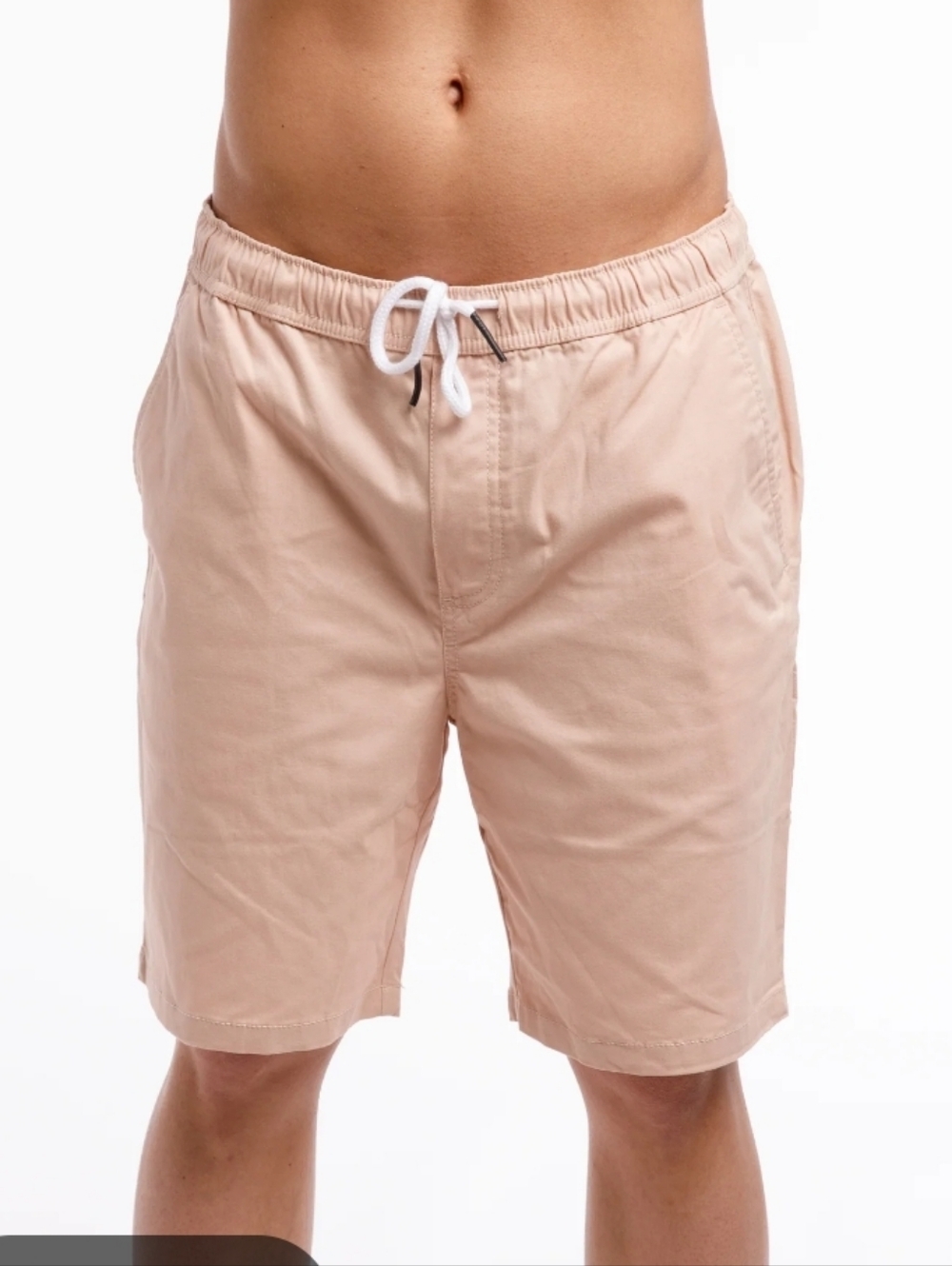 Free Planet Organic Relaxed Drawstring Twill Chino Shorts In Pink Sands L
